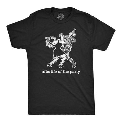 Mens Afterlife Of The Party T Shirt Funny Halloween Party Dancing Skeleton Tee For Guys