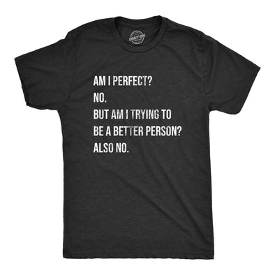Mens Am I Perfect No T Shirt Funny Sarcastic Self Improvement Joke Novelty Tee For Guys