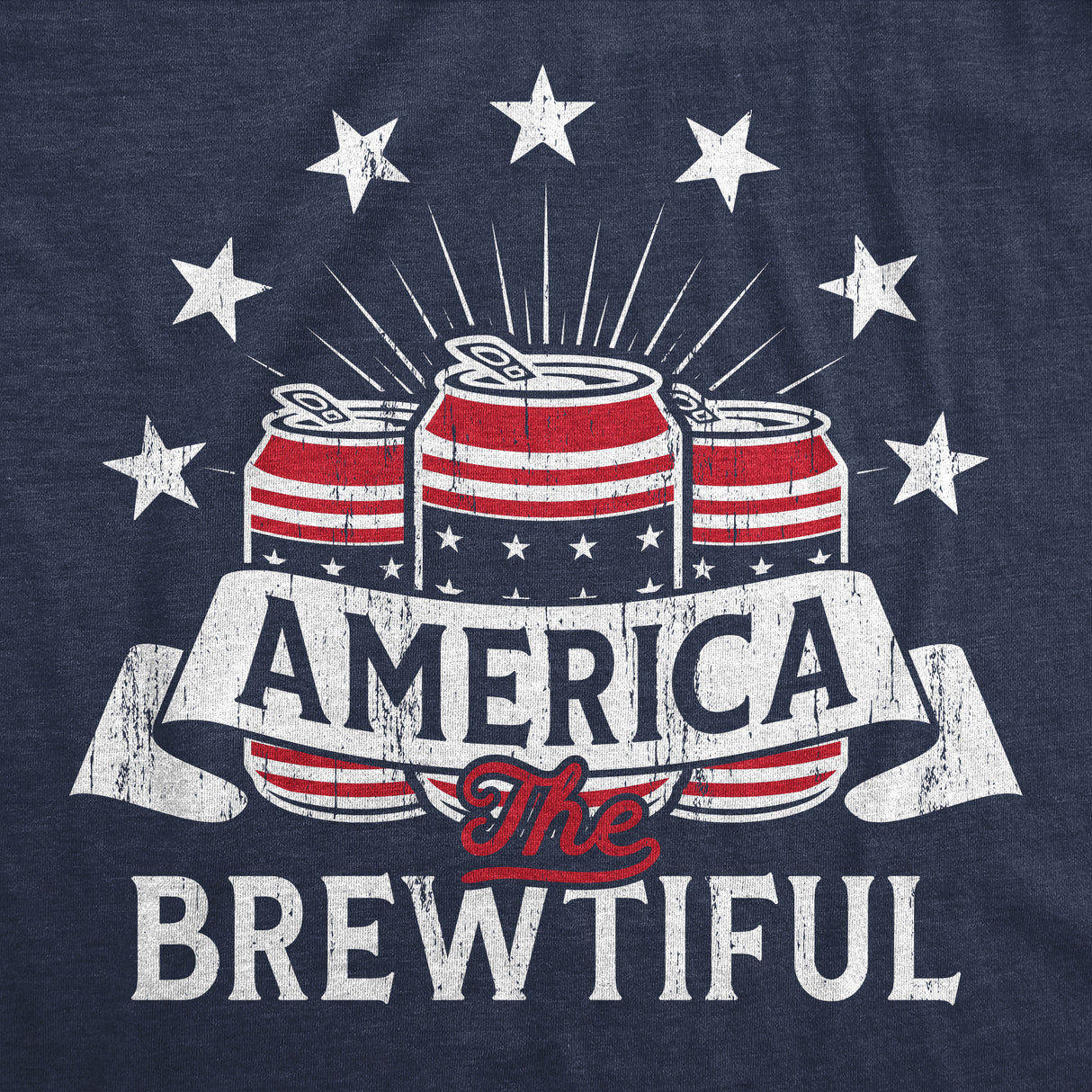 Mens America The Brewtiful T Shirt Funny Patriotic Drinking Beer Can Tee For Guys