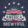 Mens America The Brewtiful T Shirt Funny Patriotic Drinking Beer Can Tee For Guys