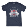 Mens America The Brewtiful T Shirt Funny Patriotic Drinking Beer Can Tee For Guys