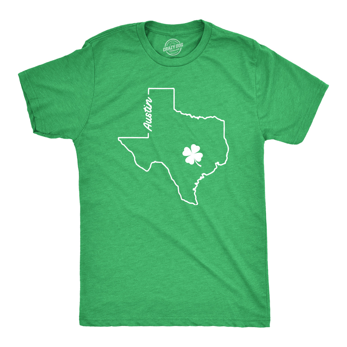 Mens Austin Texas Saint Patrick's T Shirt Funny St. Paddy's Day Parade Novelty Graphic Tee for Guys
