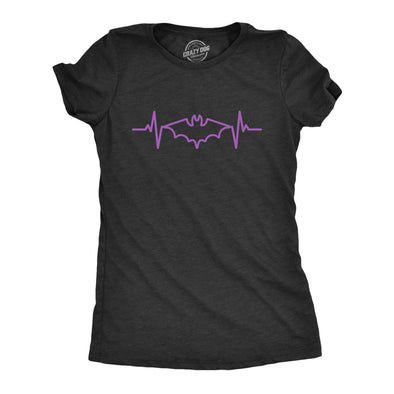 Womens Bat Heart Beat T Shirt Funny Cool Halloween Spooky Tee For Ladies