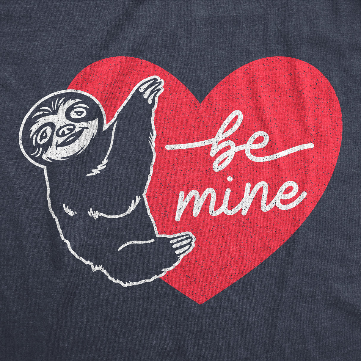 Womens Be Mine Sloth T Shirt Cute Valentines Day Heart Graphic Tee For Ladies