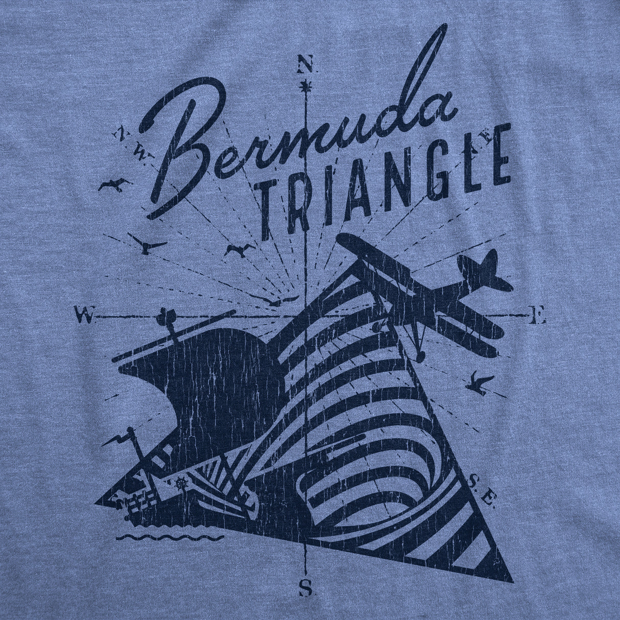Mens Bermuda Triangle T Shirt Funny Vintage Retro Graphic Novelty Tee for Men