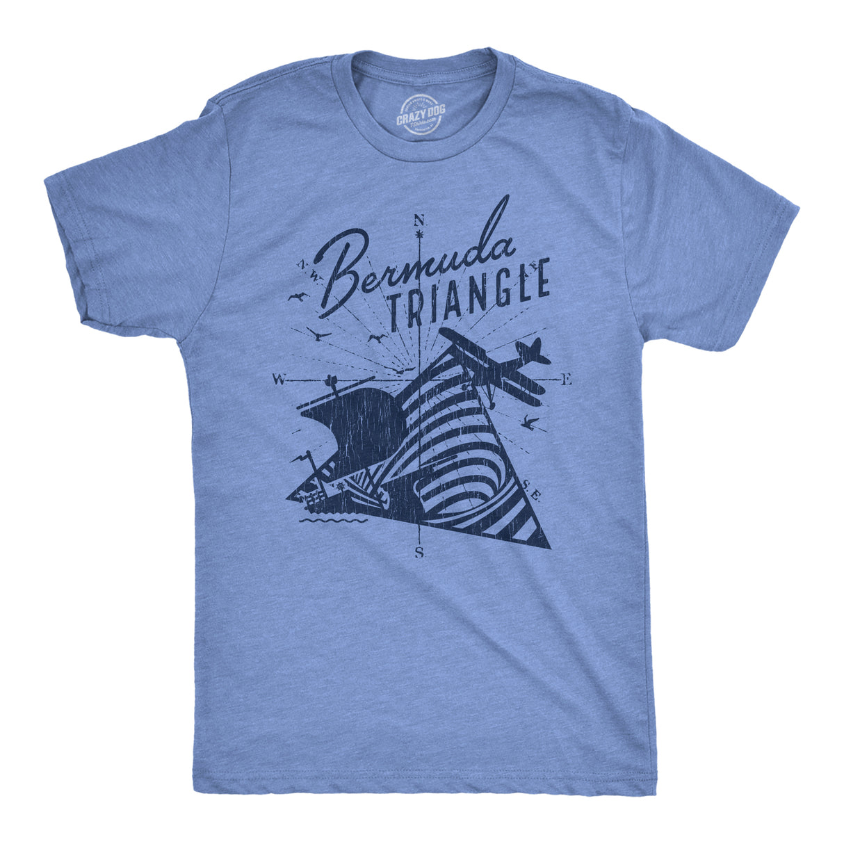 Mens Bermuda Triangle T Shirt Funny Vintage Retro Graphic Novelty Tee for Men
