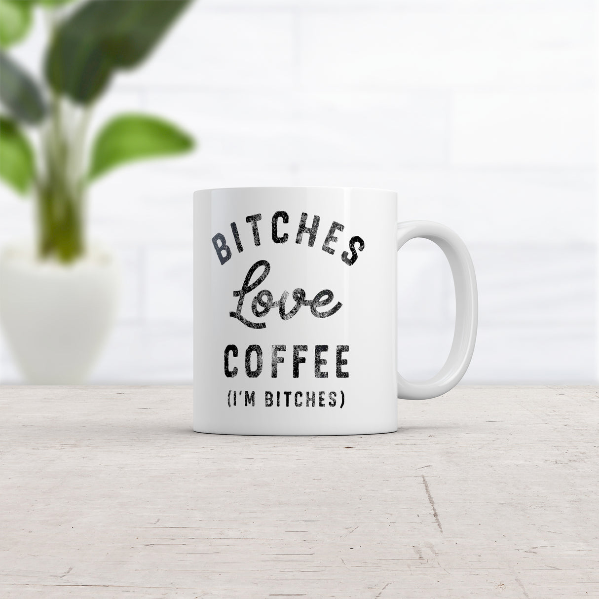 Bitches Love Coffee Mug Funny Sarcastic Offensive Caffeine Lovers Novelty Cup-11oz