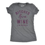 Womens Bitches Love Wine T Shirt Funny Sarcastic Wine Lovers Text Graphic Drinking Joke Tee For Ladies