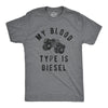 Mens My Blood Type Is Diesel T Shirt Funny Sarcastic Lifted Truck Tee For Guys