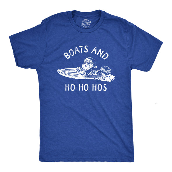 Mens Boats And Ho Ho Hos T Shirt Funny Xmas Sailor Santa Joke Tee For Guys