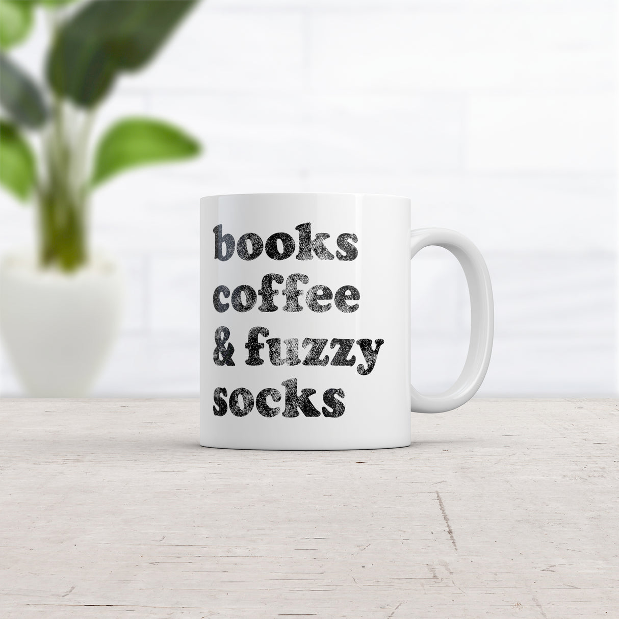 Books Coffee And Fuzzy Socks Mug Funny Cute Cozy Text Graphic Novelty Cup-11oz