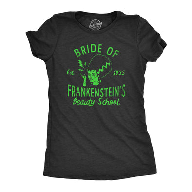 Womens Bride Of Frankensteins Beauty School T Shirt Funny Spooky Halloween Party Tee For Ladies