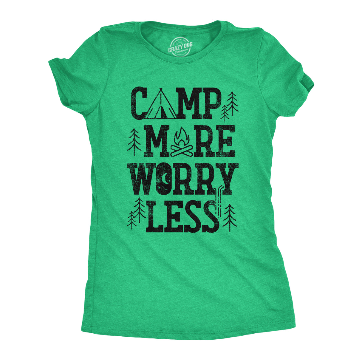Womens Camp More Worry Less T Shirt Funny Camping Saying Gift for Camper Fun Top Guys