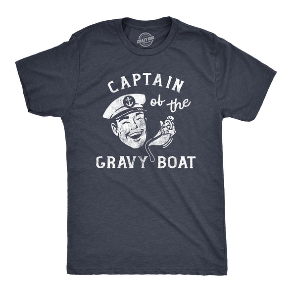 Mens Captain Of The Gravy Boat T Shirt Funny Turkey Dinner Navy Joke Tee For Guys