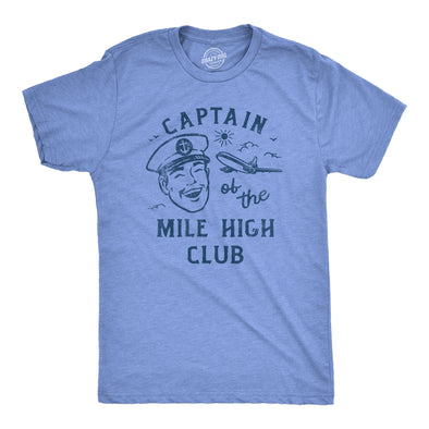 Mens Captain Of The Mile High Club T Shirt Funny Airplane Flight Sex Joke Tee For Guys