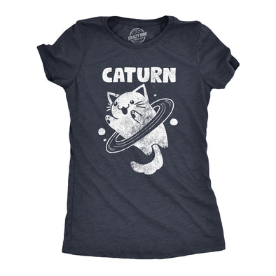 Womens Caturn T Shirt Funny Cute Saturn Kitten Planet Rings Outerspace Tee For Ladies