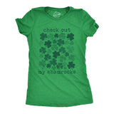 Womens Check Out My Shamrocks T Shirt Funny Saint Paddys Day Clover Graphic Tee For Ladies