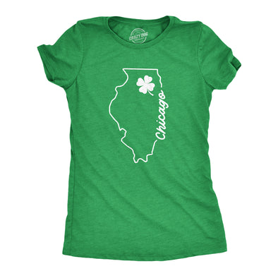 Womens Chicago Illinois Saint Patrick's Tshirt Funny St. Paddy's Day Parade Novelty Graphic Tee For Ladies