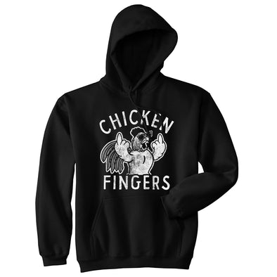 Chicken Fingers Unisex Hoodie Funny Rude Offensive Rooster Middle Finger Tee For Guys