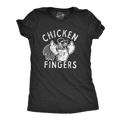 Womens Chicken Fingers T Shirt Funny Sarcastic Offensive Middle Finger Tee For Ladies