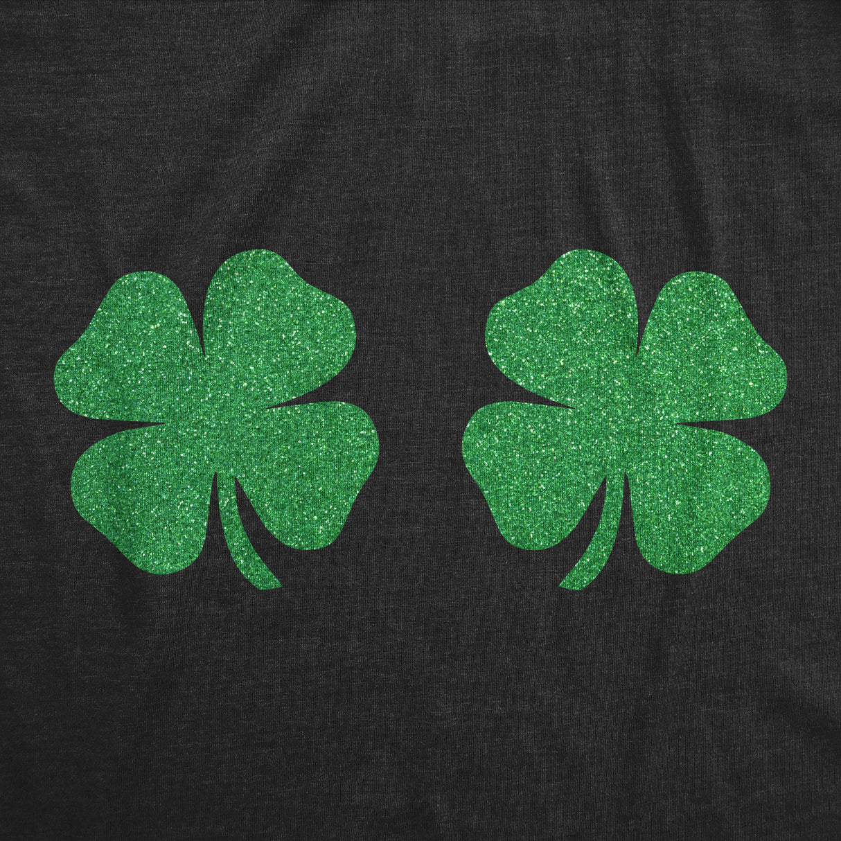 Womens Clover Tits Tshirt Funny Glitter Four Leaf Clover St. Paddy's Day Parade Boob Novelty Graphic Tee For Ladies