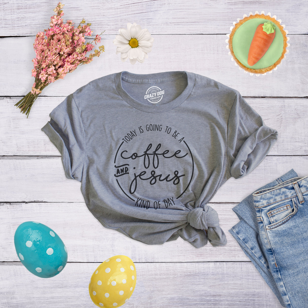 Womens Coffee And Jesus T Shirt Cute Religious Easter Christian Faith Morning
