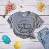 Womens Coffee And Jesus T Shirt Cute Religious Easter Christian Faith Morning