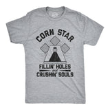 Mens Corn Star Fillin Holes And Crushin Souls T Shirt Funny Cornhole Lovers Tee For Guys