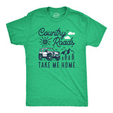 Mens Country Roads Take Me Home T Shirt Funny Nature Lovers Offroad Exploring Adventure Tee for Guys