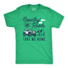Mens Country Roads Take Me Home T Shirt Funny Nature Lovers Offroad Exploring Adventure Tee for Guys
