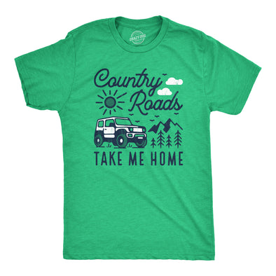 Mens Country Roads Take Me Home T Shirt Funny Nature Lovers Offroad Exploring Adventure Tee For Guys