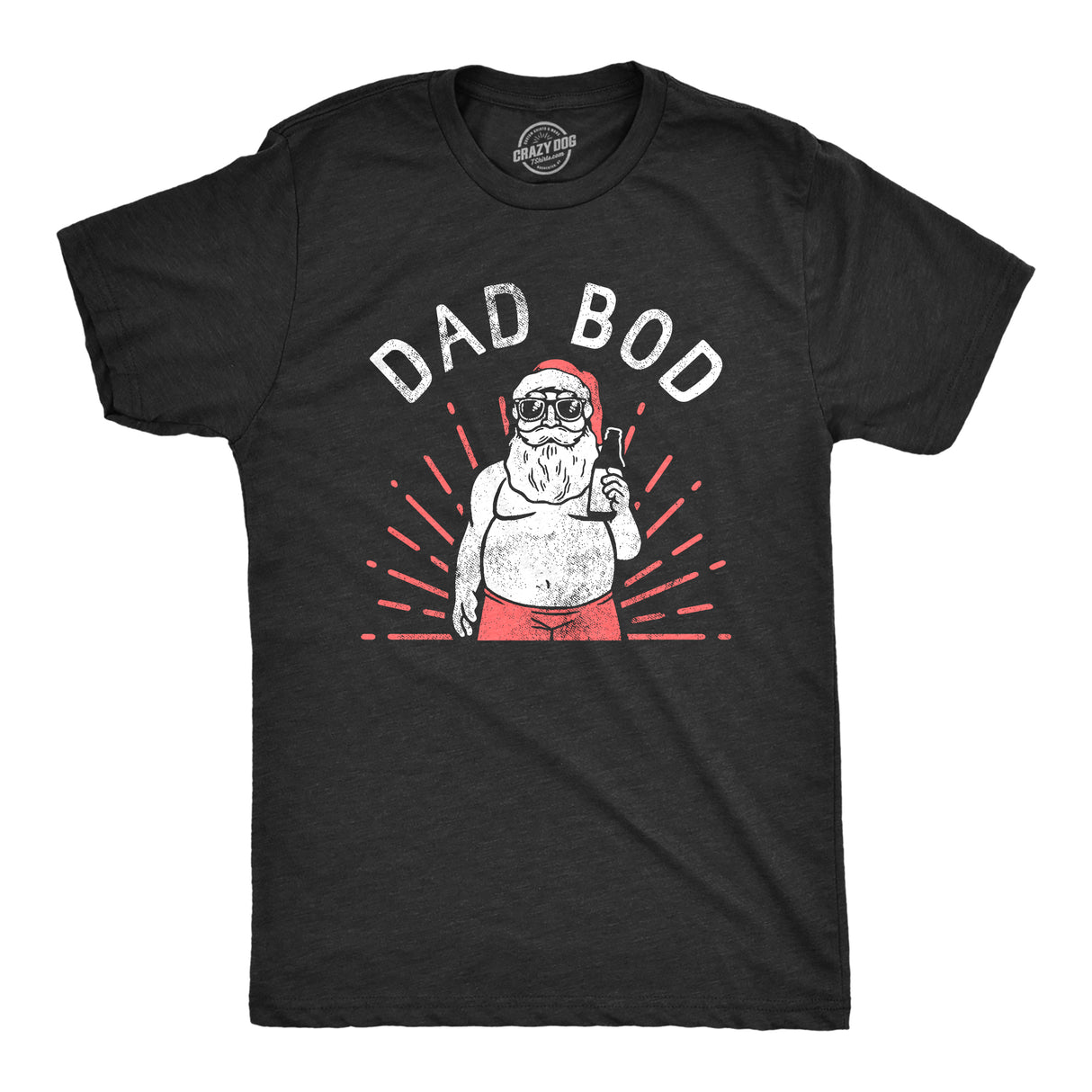 Mens Dad Bod Santa T Shirt Funny Sarcastic Christmas Drinking Santa Claus Tee For Guys