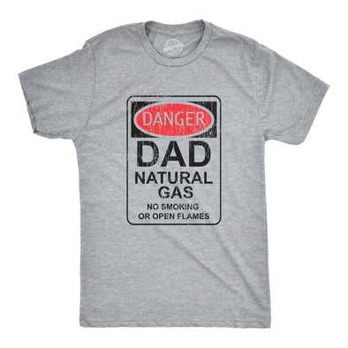 Mens Danger Dad Natural Gas T Shirt Funny Farting Father Warning Sign Tee For Guys