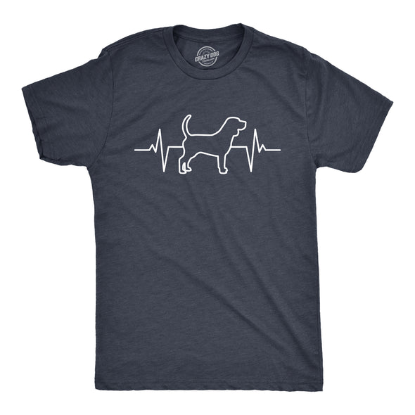 Mens Dog Heart Beat T Shirt Funny Cool Puppy Pet Lover Tee For Guys