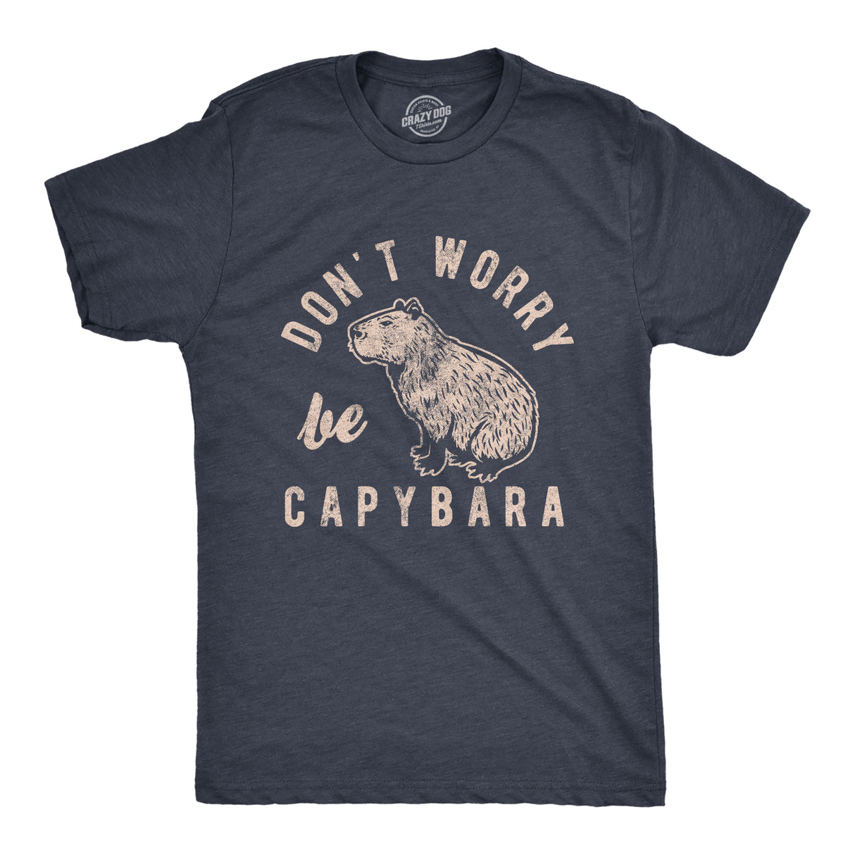 Mens Dont Worry Be Capybara T Shirt Funny Sarcastic Parody Lyrics Tee For Guys