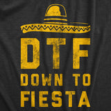 Mens DTF Down To Fiesta T Shirt Funny Sarcastic Cinco De Mayo Party Sombrero Tee For Guys