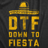 Mens DTF Down To Fiesta T Shirt Funny Sarcastic Cinco De Mayo Party Sombrero Tee For Guys