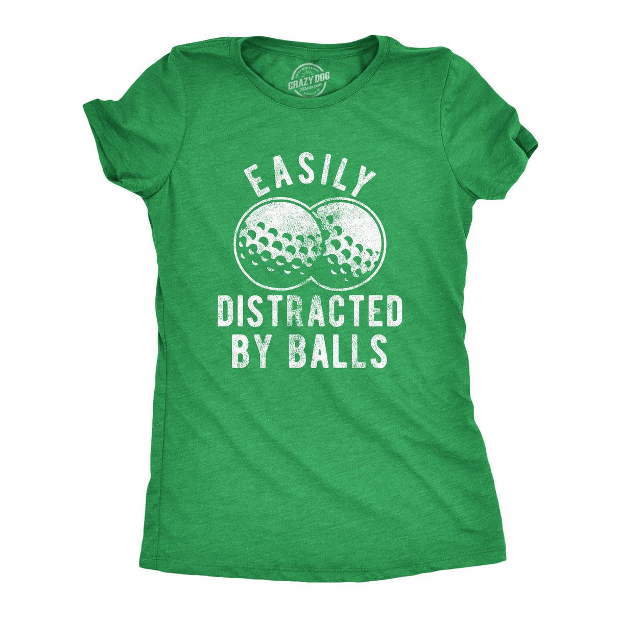 Womens Easily Distracted By Balls Tshirt Funny Golf Ball Putt Novelty Graphic Tee For Ladies