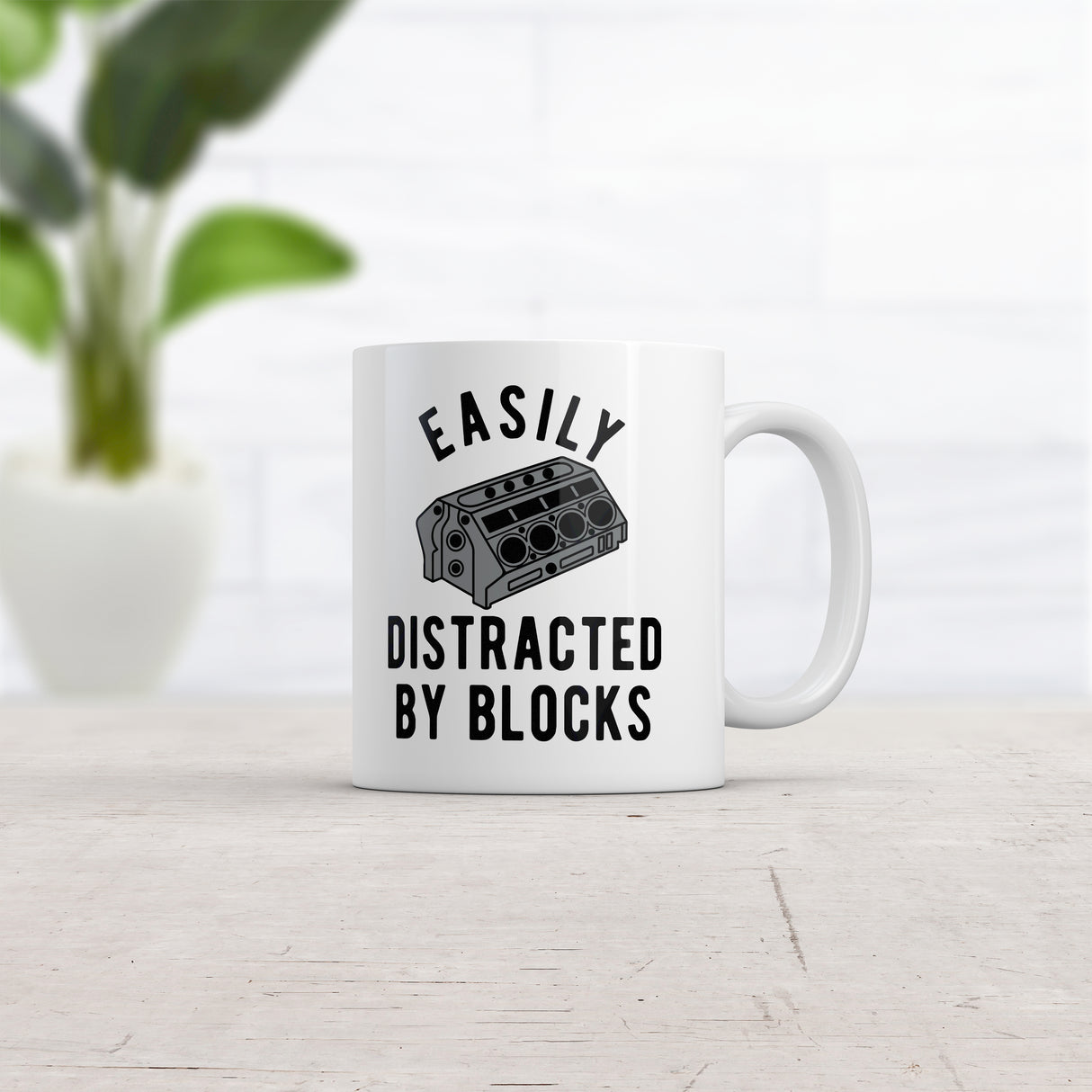 Easily Distracted By Blocks Mug Funny Car Engine Mechanic Novelty Coffee Cup-11oz