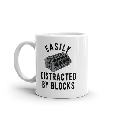 Easily Distracted By Blocks Mug Funny Car Engine Mechanic Novelty Coffee Cup-11oz