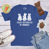 Mens Easily Distracted By Bunnies T shirt Funny Rabbit Party Gift for Basket