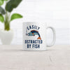 Easily Distracted By Fish Mug Funny Fishing Hook Catch Graphic Novelty Coffee Cup-11oz