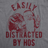 Mens Easily Distracted By Hos Tshirt Funny Christmas Party Novelty Santa Graphic Tee For Guys