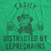 Womens Easily Distracted By Leprechauns Tshirt Funny Saint Patrick's Day Parade Novelty Graphic Tee For Ladies