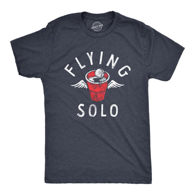 Mens Flying Solo T Shirt Funny Drinking Game Partying Cup Graphic Novelty Tee For Guys