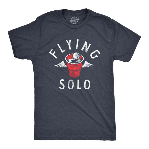 Mens Flying Solo T Shirt Funny Drinking Game Partying Cup Graphic Novelty Tee For Guys