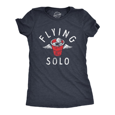 Womens Flying Solo T Shirt Funny Drinking Game Partying Cup Graphic Novelty Tee For Ladies