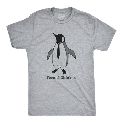 Mens Formal Chicken T Shirt Funny Penguin Suit Tuxedo Tie Joke Tee For Guys