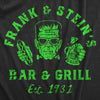 Mens Frank And Steins Bar And Grill T Shirt Funny Frankenstein Halloween Tee For Guys