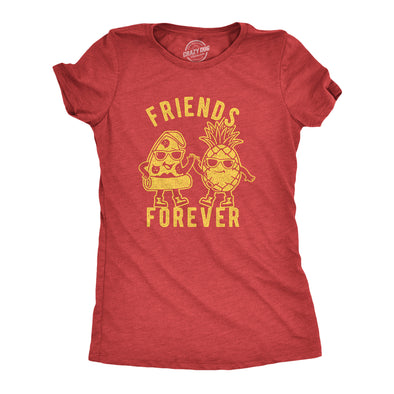 Womens Friends Forever Pizza And Pineapple Tshirt Funny Novelty Food Graphic Tee For Ladies